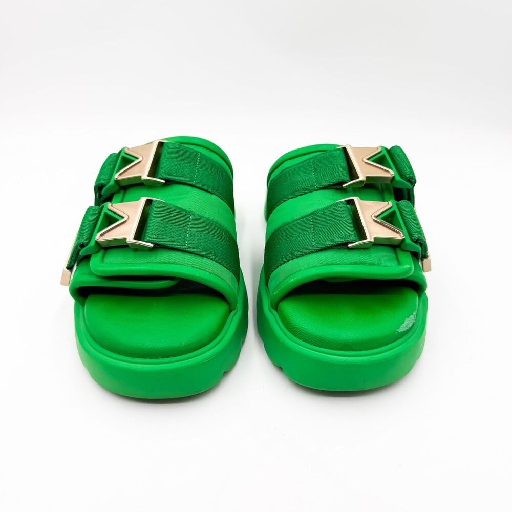 Bottega Veneta Flash Slide Sandals Green Platform Buckle Mules EU 38 US 8 - Picture 3 of 13